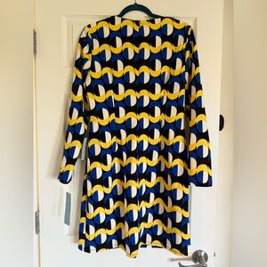 London Times Vibrant Blue, White,Black and Yellow Dress NWT